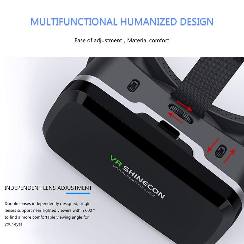 VR SHINECON نظارات الواقع الافتراضي مع جهاز التحكم عن بُعد، نظارات ثلاثية الأبعاد للواقع الافتراضي لألعاب الواقع الافتراضي والأفلام ثلاثية الأبعاد، نظارات الواقع الافتراضي لهواتف آيفون وأندرويد، نظارات الواقع الافتراضي مناسبة للأطفال والبالغين - Image 5